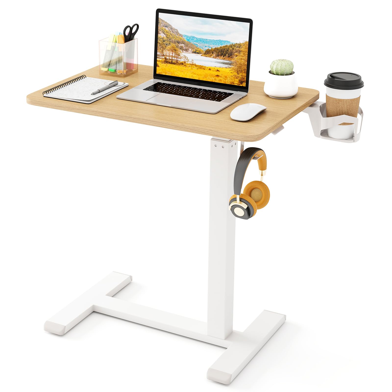 Tangkula Mobile Standing Desk Pneumatic Height Adjustable Rolling Desk